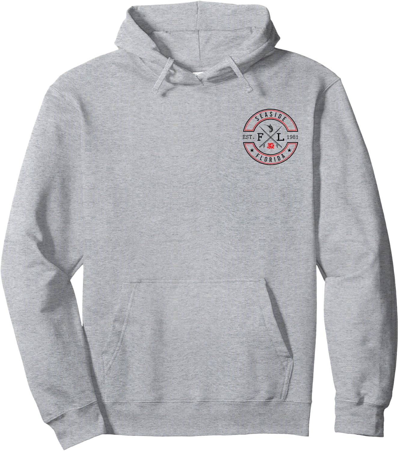 Seaside Florida FL Retro Surfer Beach Front & Back Men Women Hoodie - Hoodie | Ash
