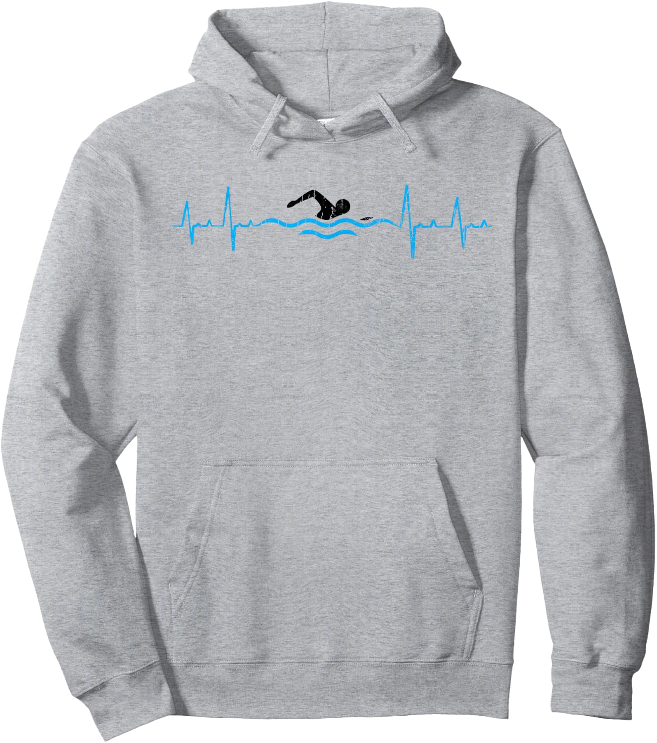 Swimming Heartbeat Funny Swimmer Swim Coach Player Graphic Hoodie - Hoodie | Ash