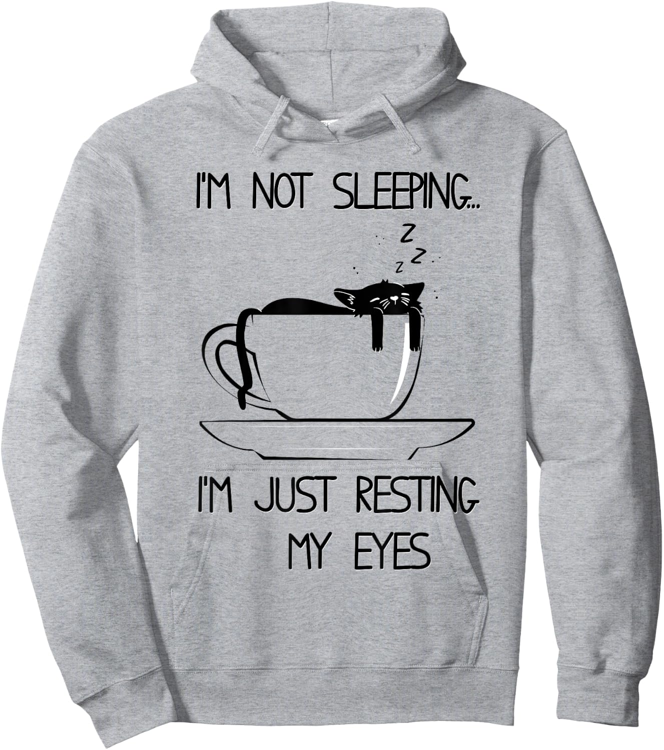 Cute sleeping cat in a cup Men Women Girls Kids Hoodie - Hoodie | Ash