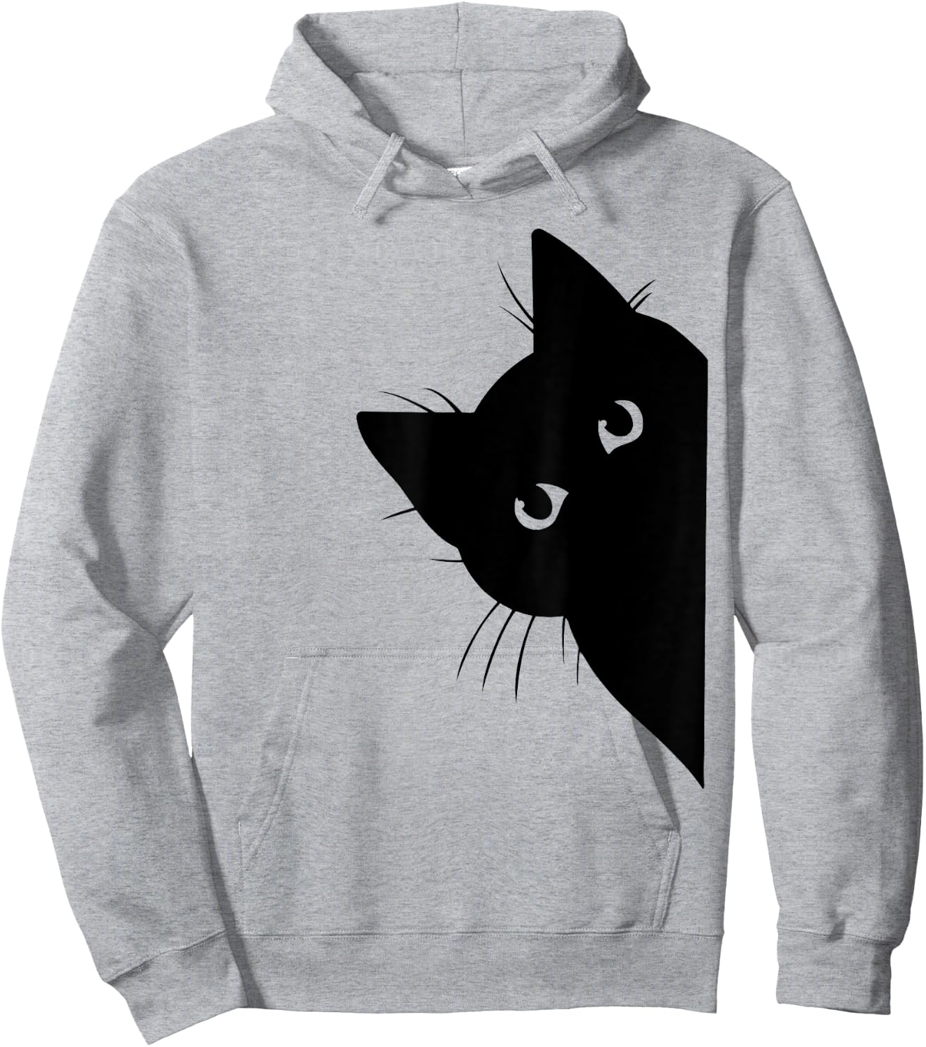 Curious Black Cat Peeking, Funny Sneaky Cat, Cat Mom Cat Dad Hoodie - Hoodie | Ash