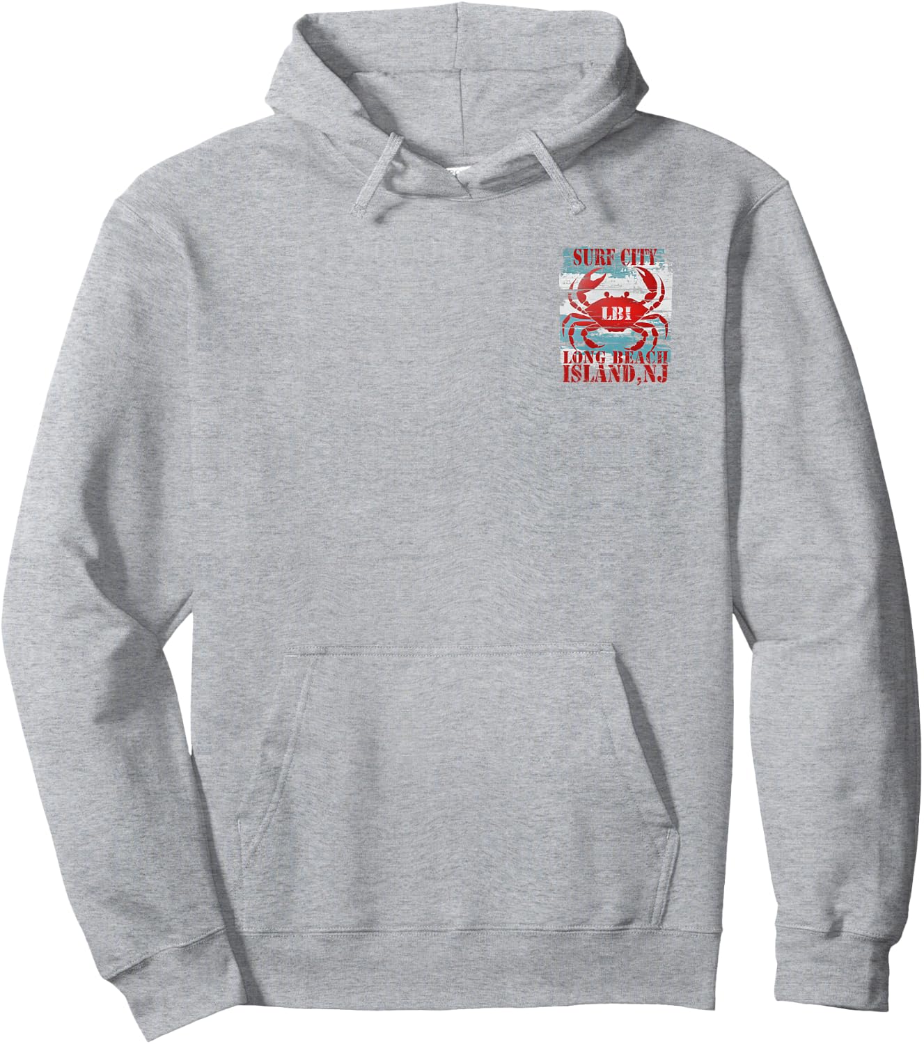 Surf City Long Beach Island NJ Nautical Coastal Rustic Crab Women Kids Hoodie - Hoodie | Ash