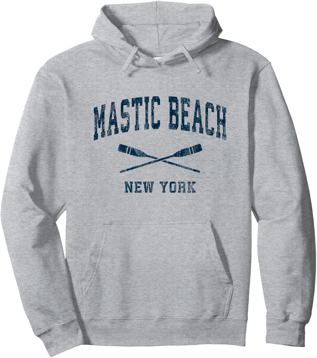Mastic Beach New York Vintage Nautical Paddles Sports Oars Hoodie - Hoodie | Ash