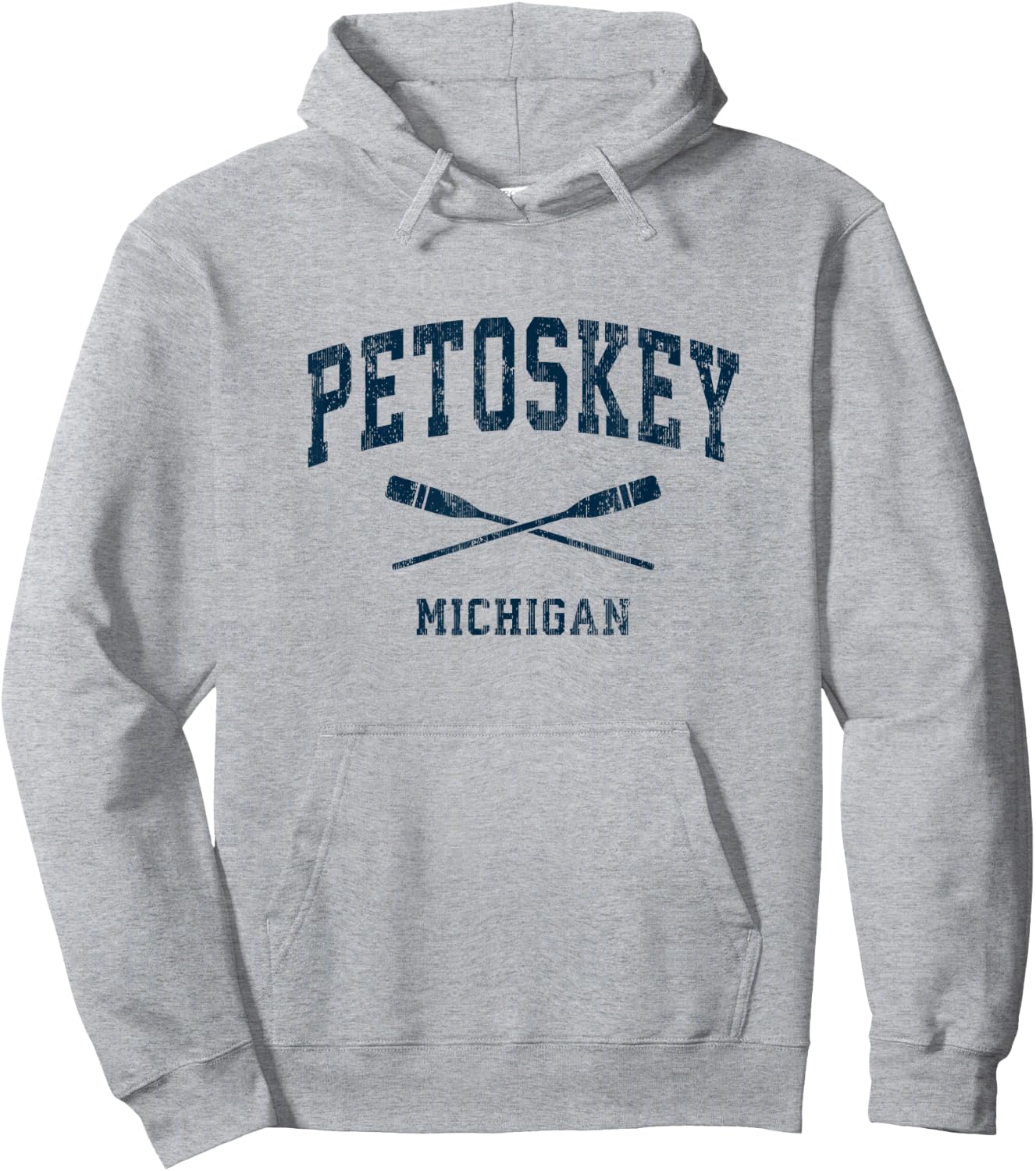 Petoskey Michigan Vintage Nautical Paddles Sports Oars Hoodie - Hoodie | Ash