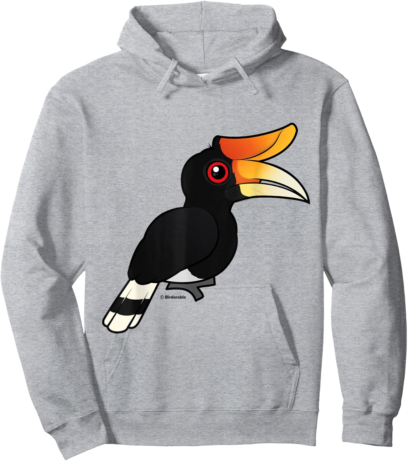 Rhinoceros Hornbill Cute Cartoon Birdorable Bird Hoodie - Hoodie | Ash