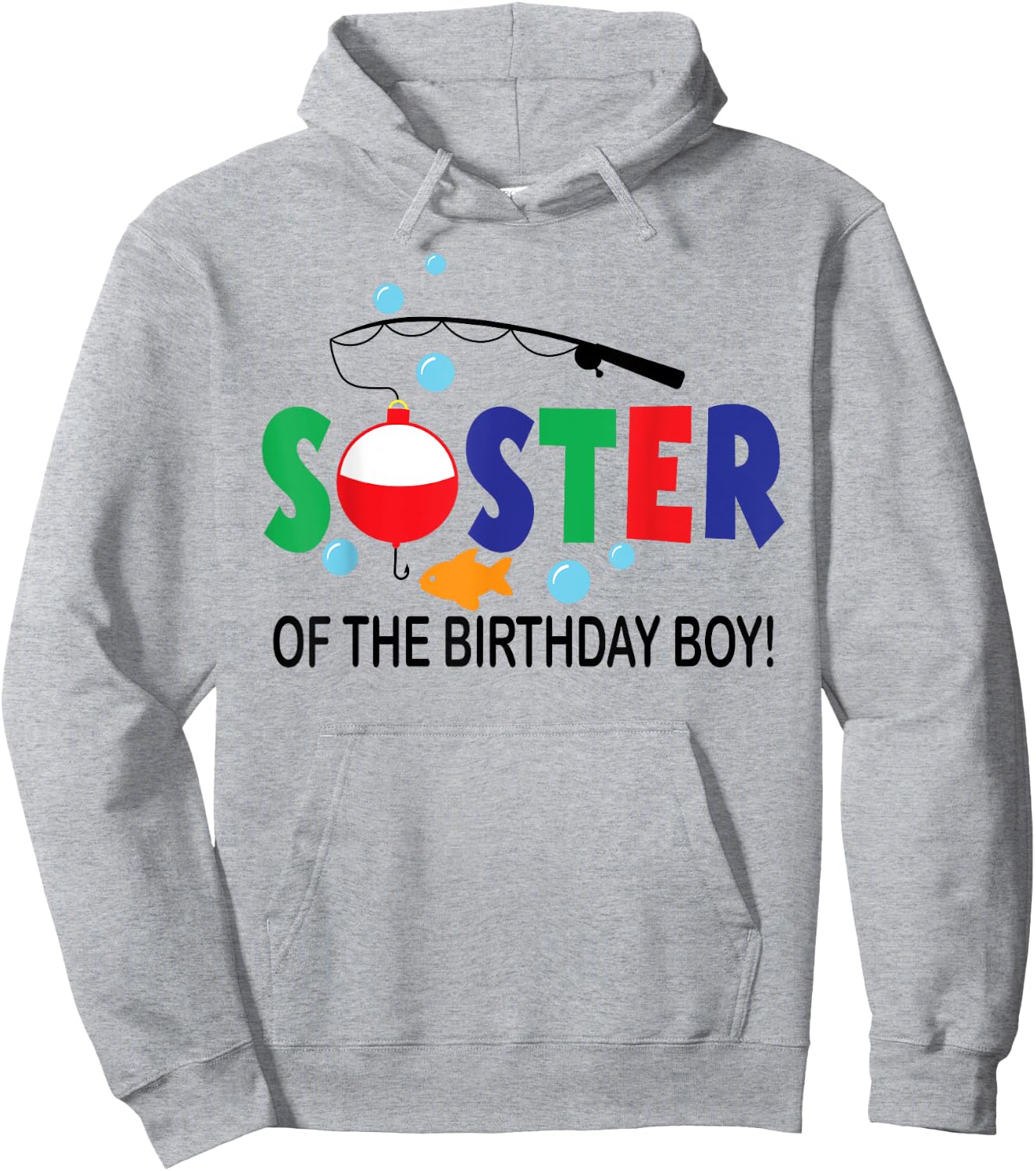Sister of The Birthday Boy 1st Birthday Fishing Theme Boy Hoodie - Hoodie | Ash