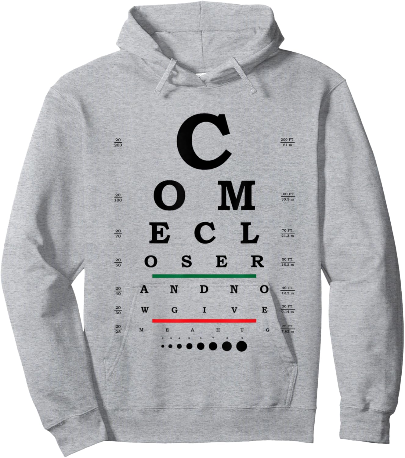 Eye Chart Optotype Visual Acuity Testing Hoodie - Hoodie | Ash