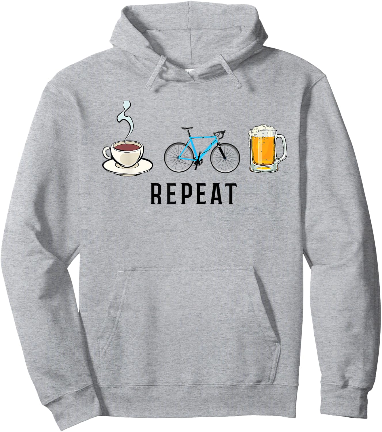 Biking Coffee Go Cycling Beer Repeat Funny Biker Cyclists Hoodie - Hoodie | Ash