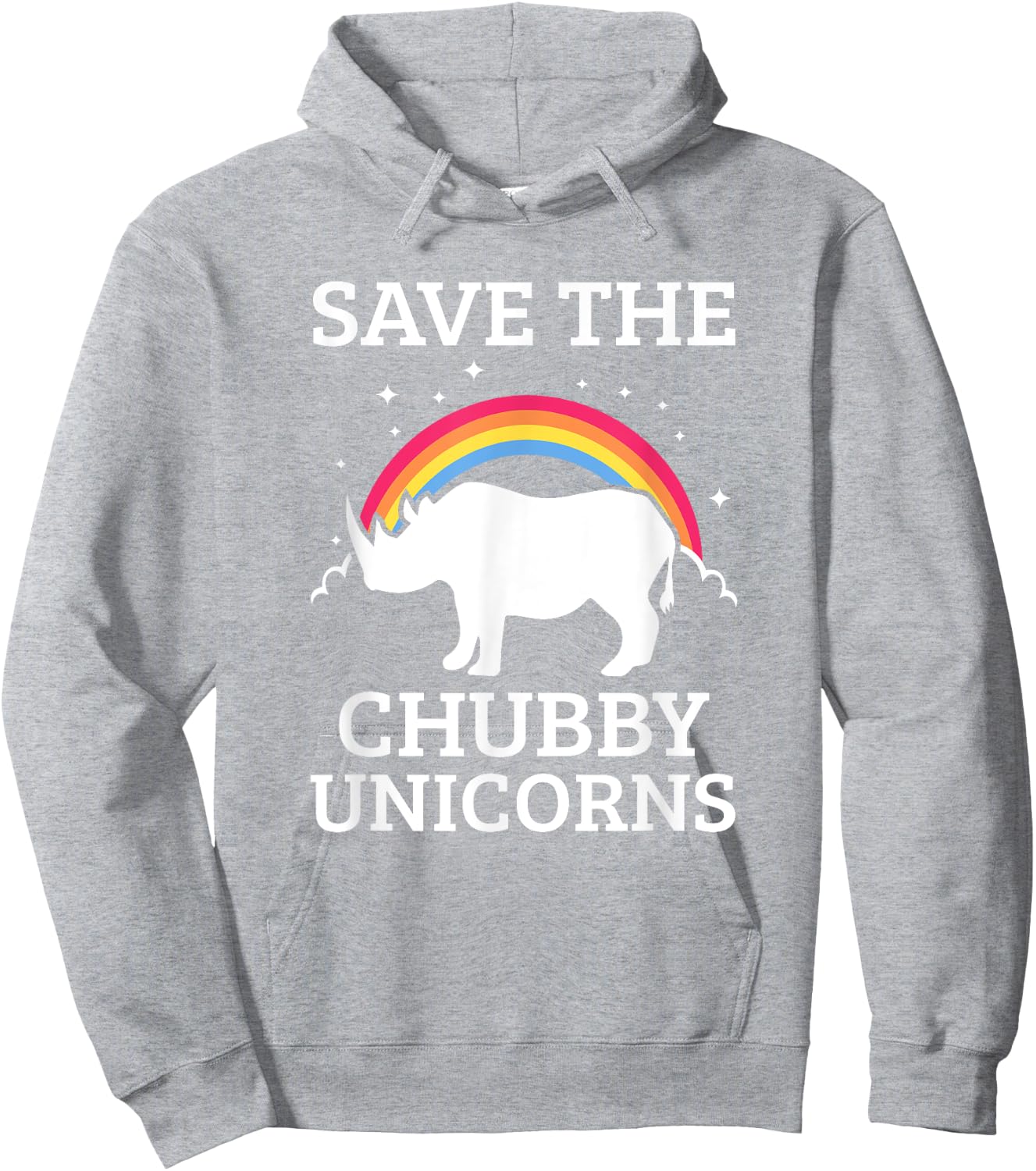 Save The Chubby Unicorns Rhino Rainbow Hoodie - Hoodie | Ash