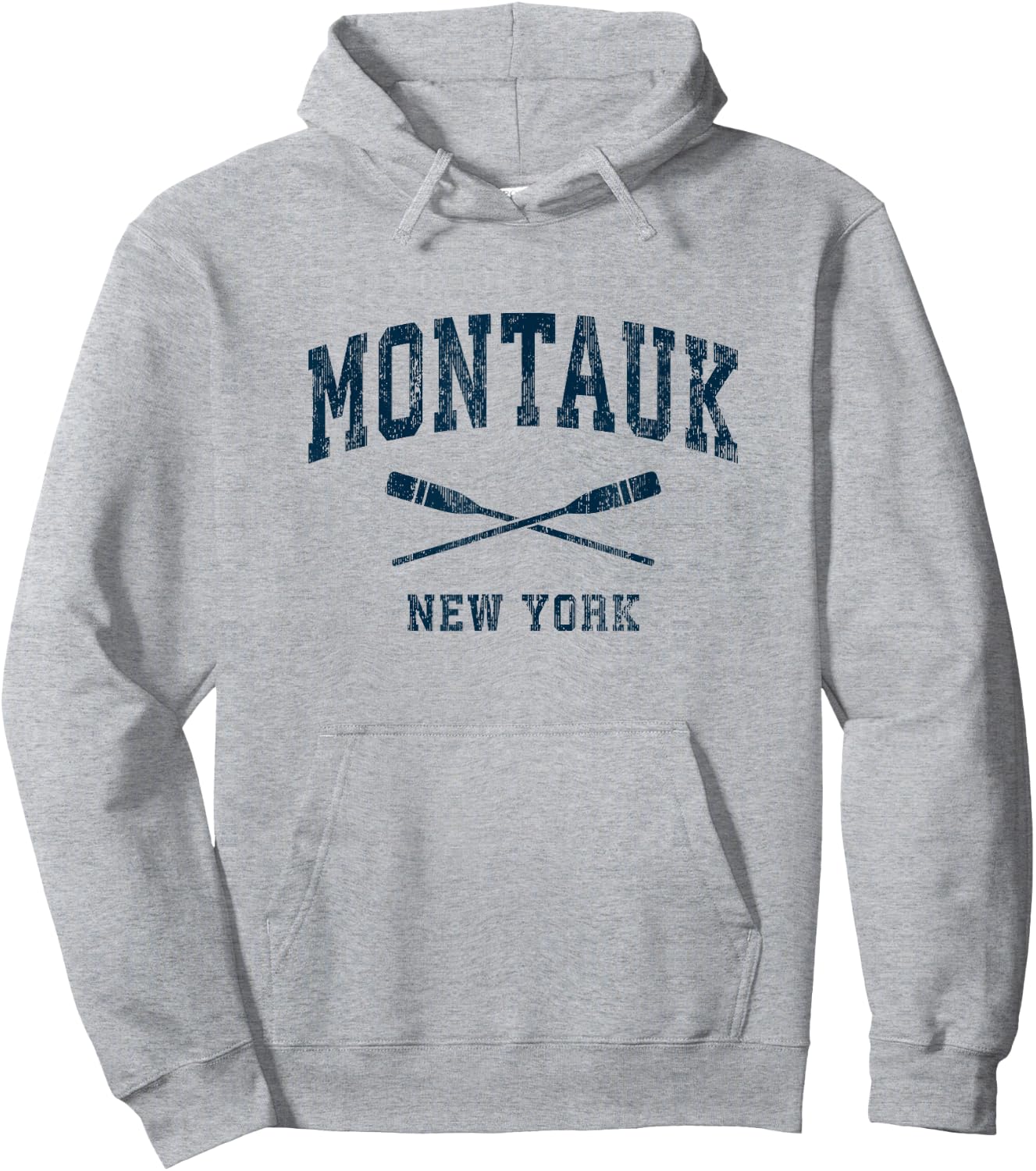 Montauk New York Vintage Nautical Paddles Sports Oars Hoodie - Hoodie | Ash