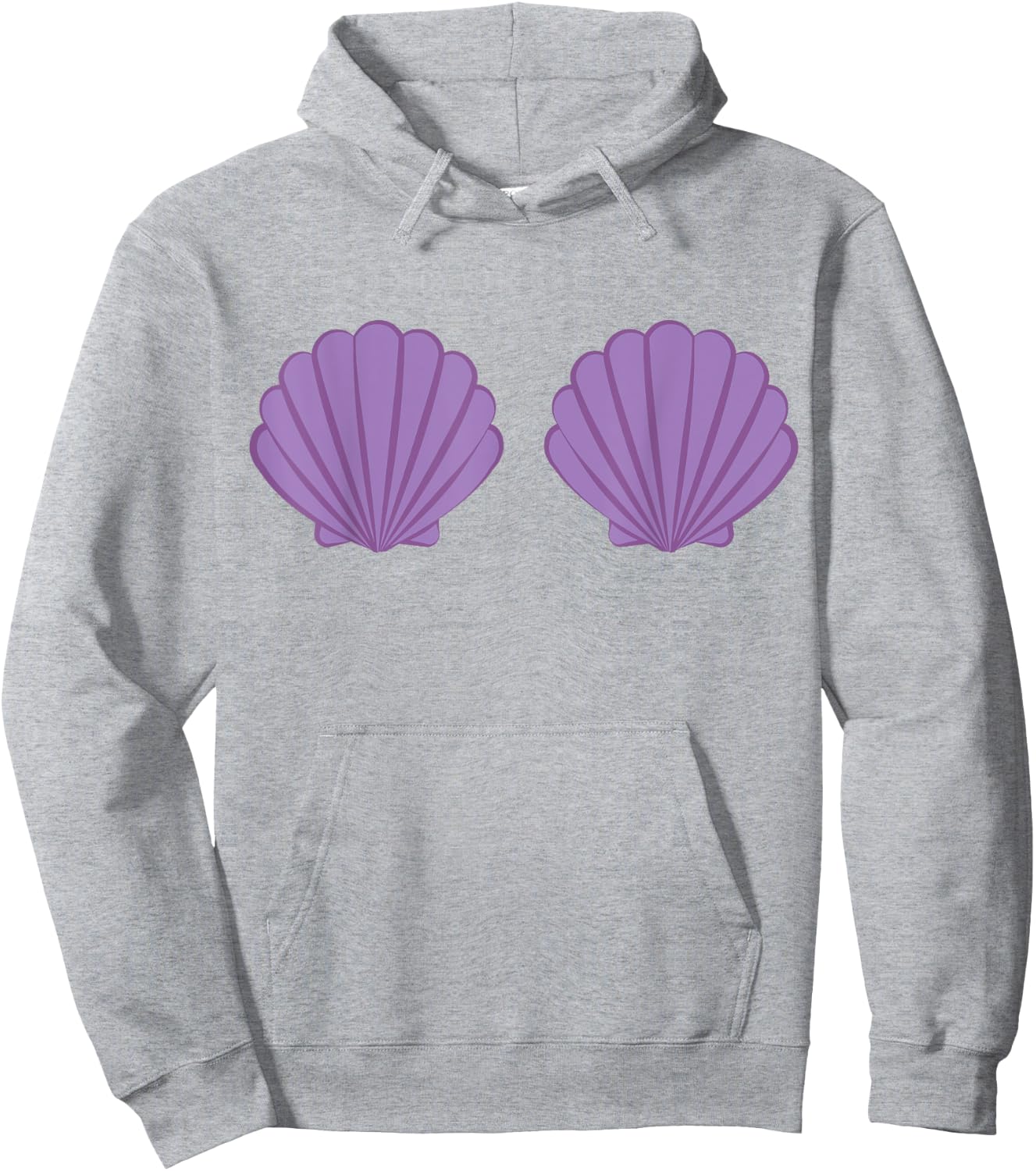 Mermaid Shell Bra Purple Shells Cartoon Graphic , White Hoodie - Hoodie | Ash
