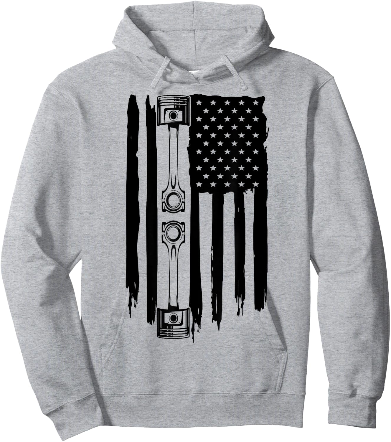 Piston American Flag Car Automotive Car Enthusiast LS RS 5.0 Women Men Hoodie - Hoodie | Ash