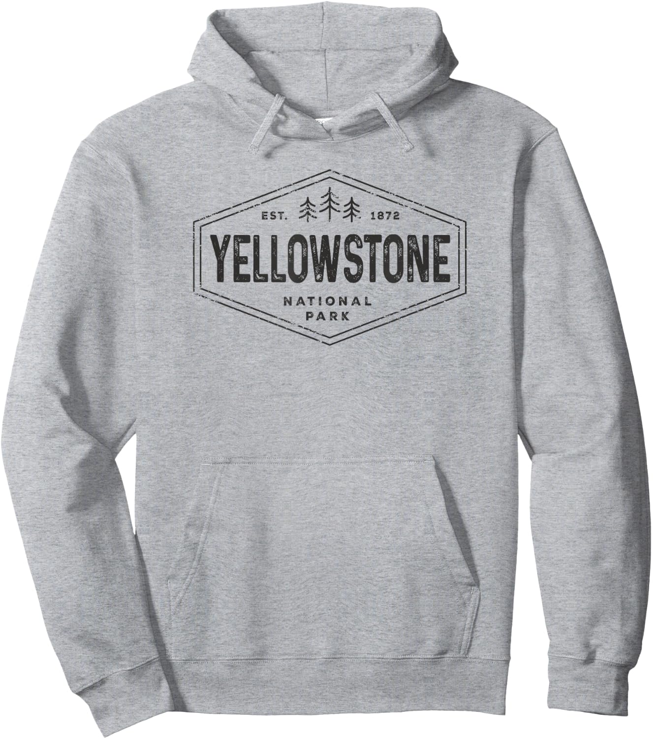 Yellowstone National Park Shirt Vintage Hexagon Badge Hike Hoodie - Hoodie | Ash
