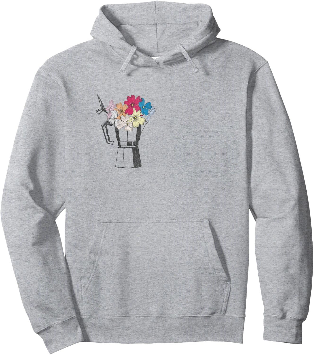 Vintage Coffee Maker Moka Pot with Flowers Coffee Moka Hoodie - Hoodie | Ash