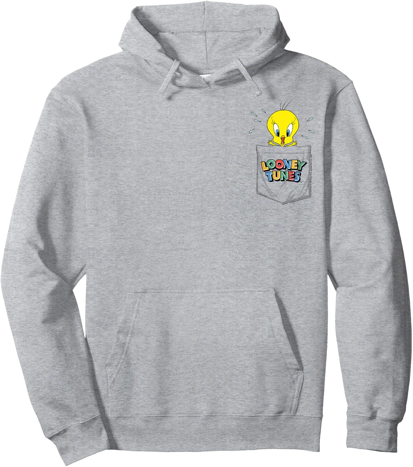 Looney Tunes Tweety Bird Faux Pocket Hoodie - Hoodie | Ash