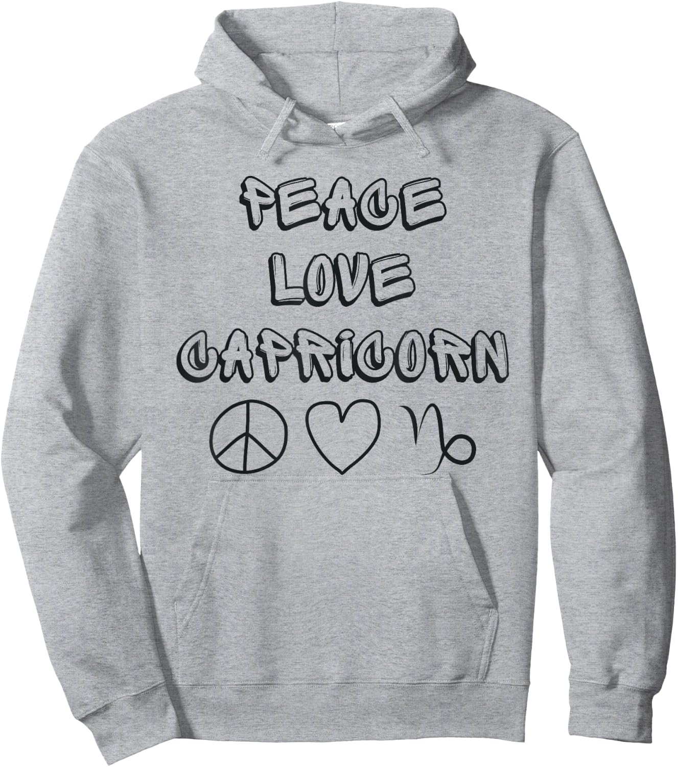 Zodiac Astrology Peace Love Capricorn Birthday Graphic Hoodie - Hoodie | Ash