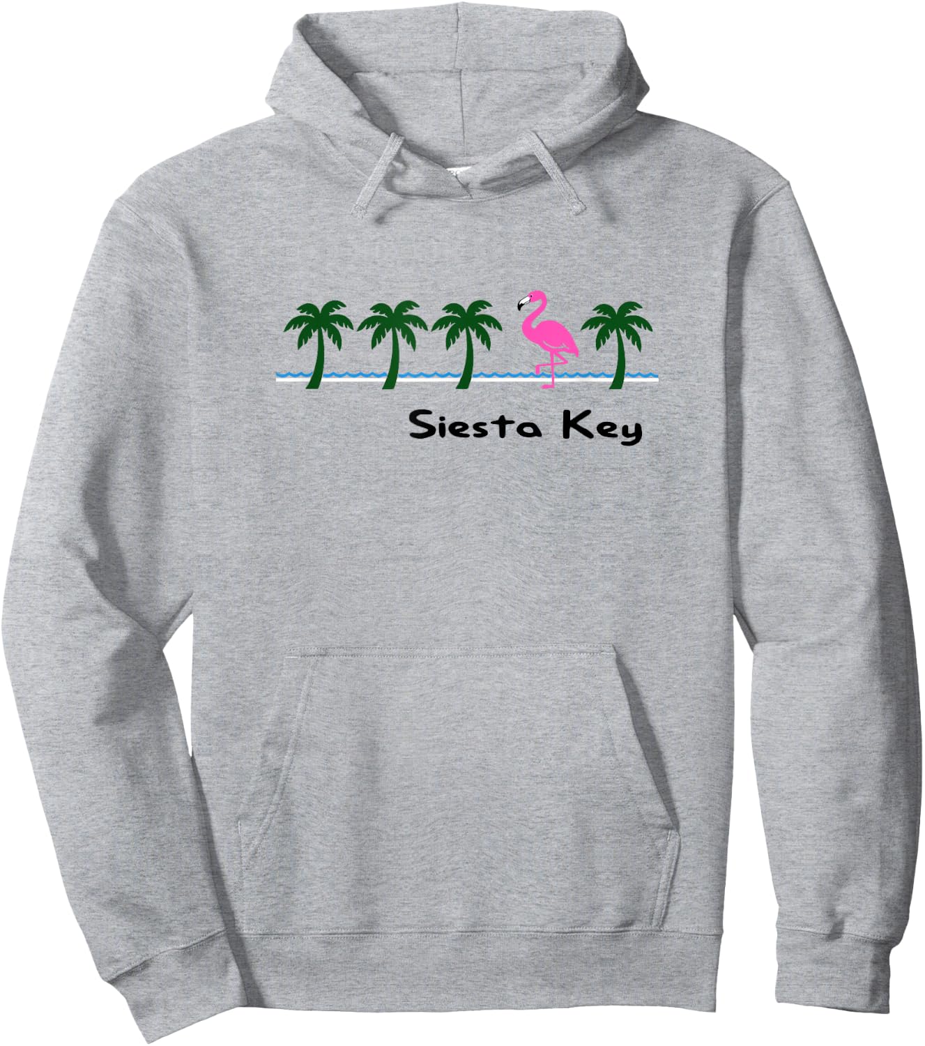 Siesta Key FL Retro Flamingo Souvenirs Graphic Hoodie - Hoodie | Ash