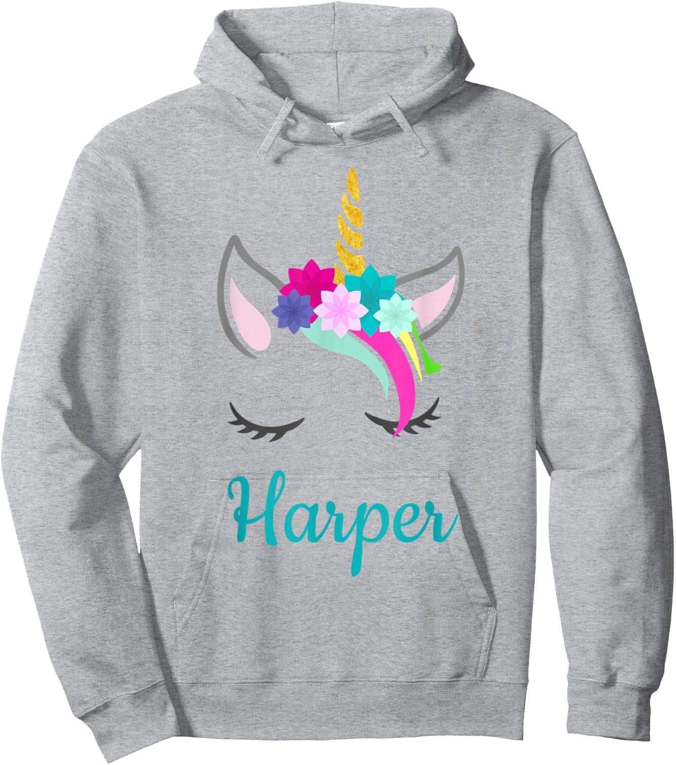 Harper Rainbow Unicorn Name Hoodie - Hoodie | Ash