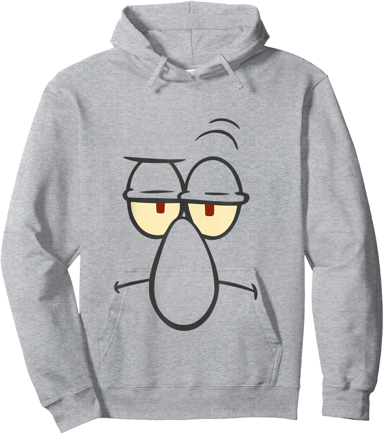 SpongeBob SquarePants Squidward Big Face Eyebrow Hoodie - Hoodie | Ash