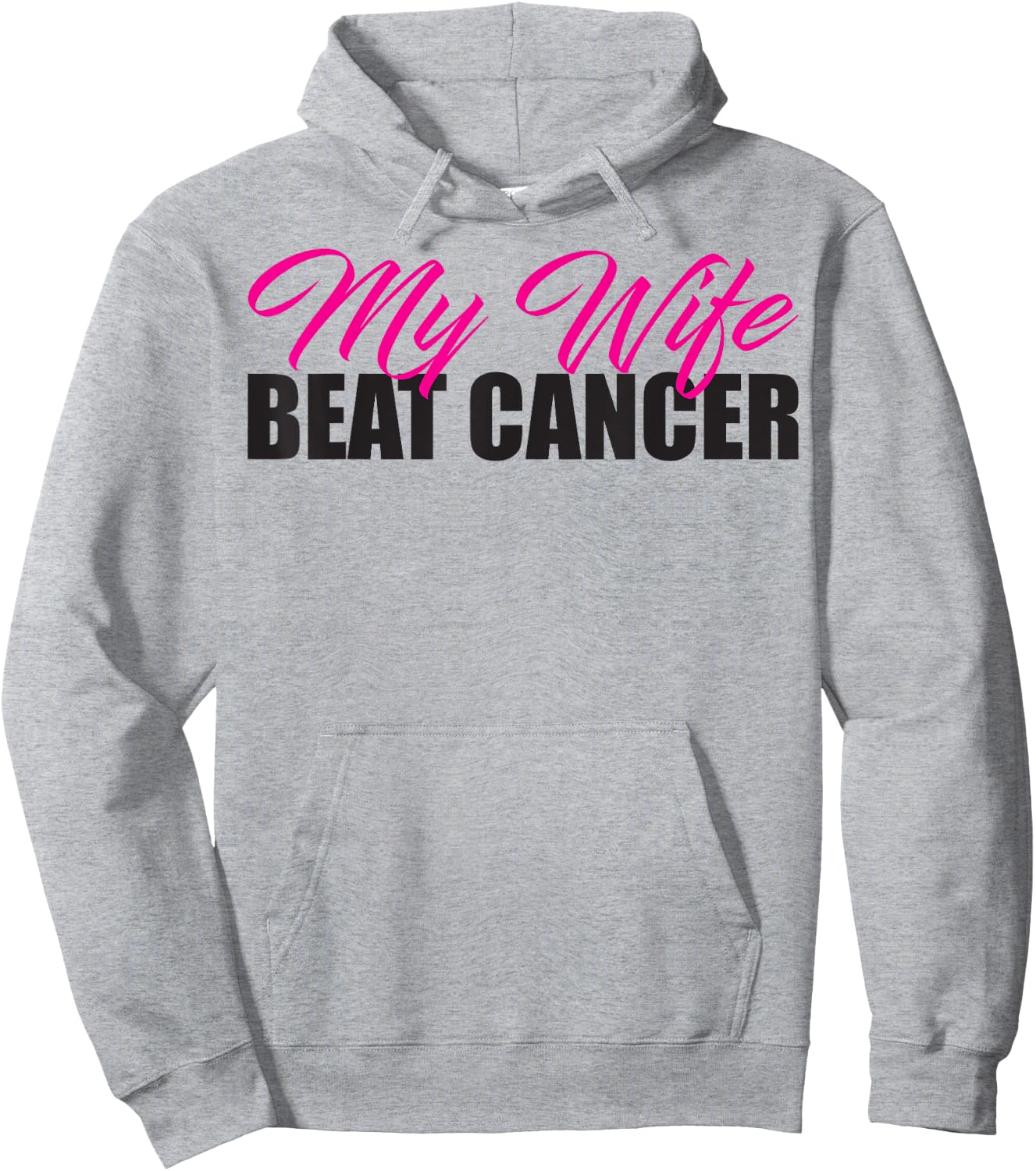 My Wife Beat Cancer Husband Breast Cancer Awareness Shirt Hoodie - Hoodie | Ash