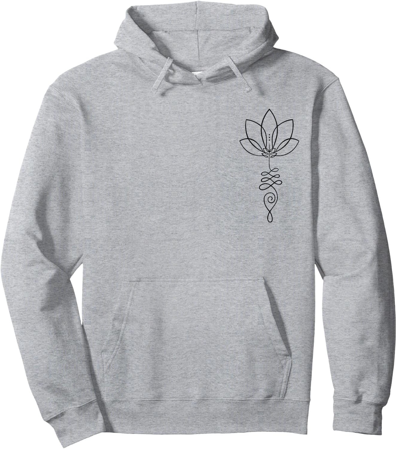 Yoga Lover Outfit Unalome Enlightenment Symbol with Lotus Flower Hoodie - Hoodie | Ash