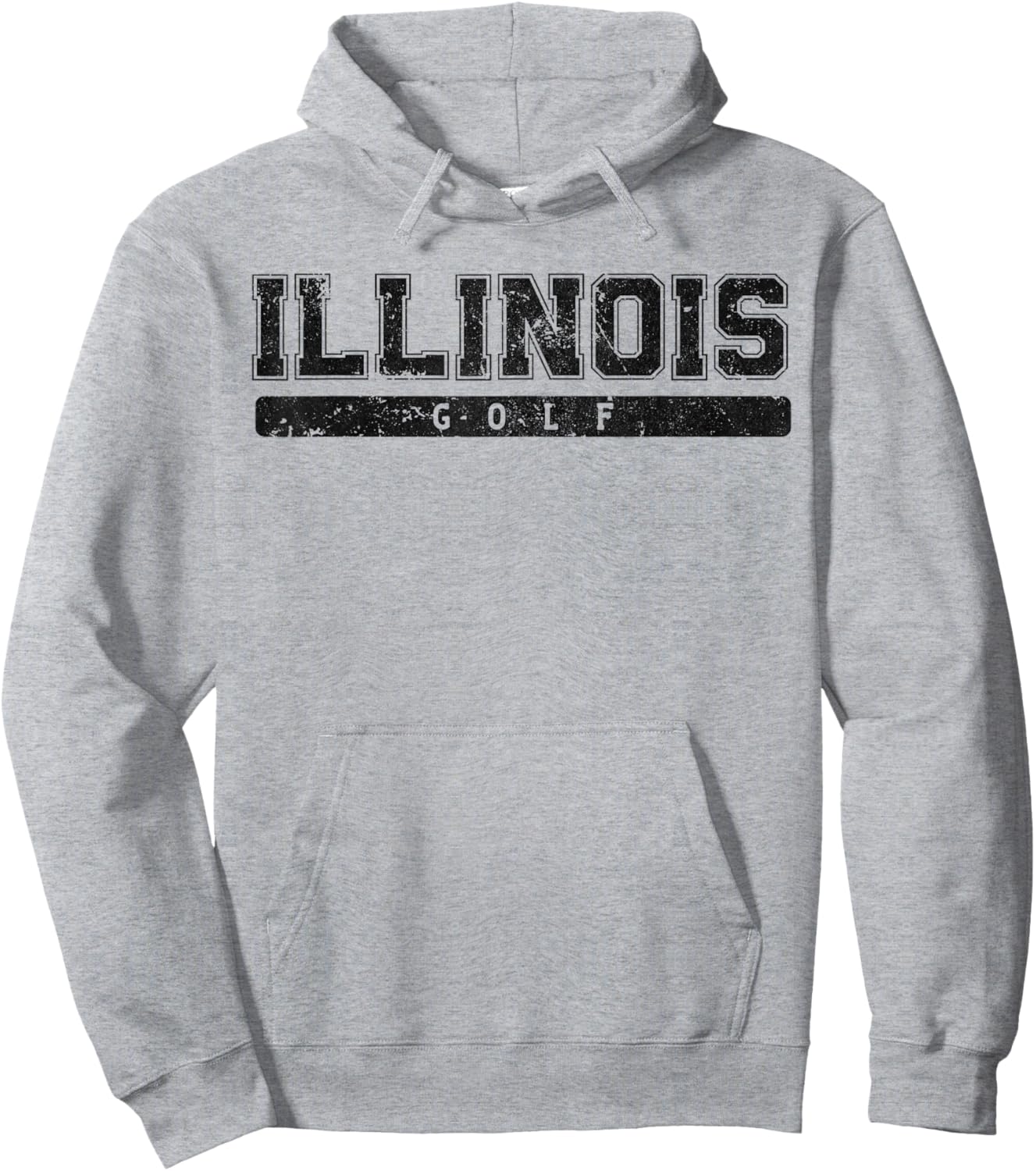Illinois Golf Black Vintage Text Hoodie - Hoodie | Ash