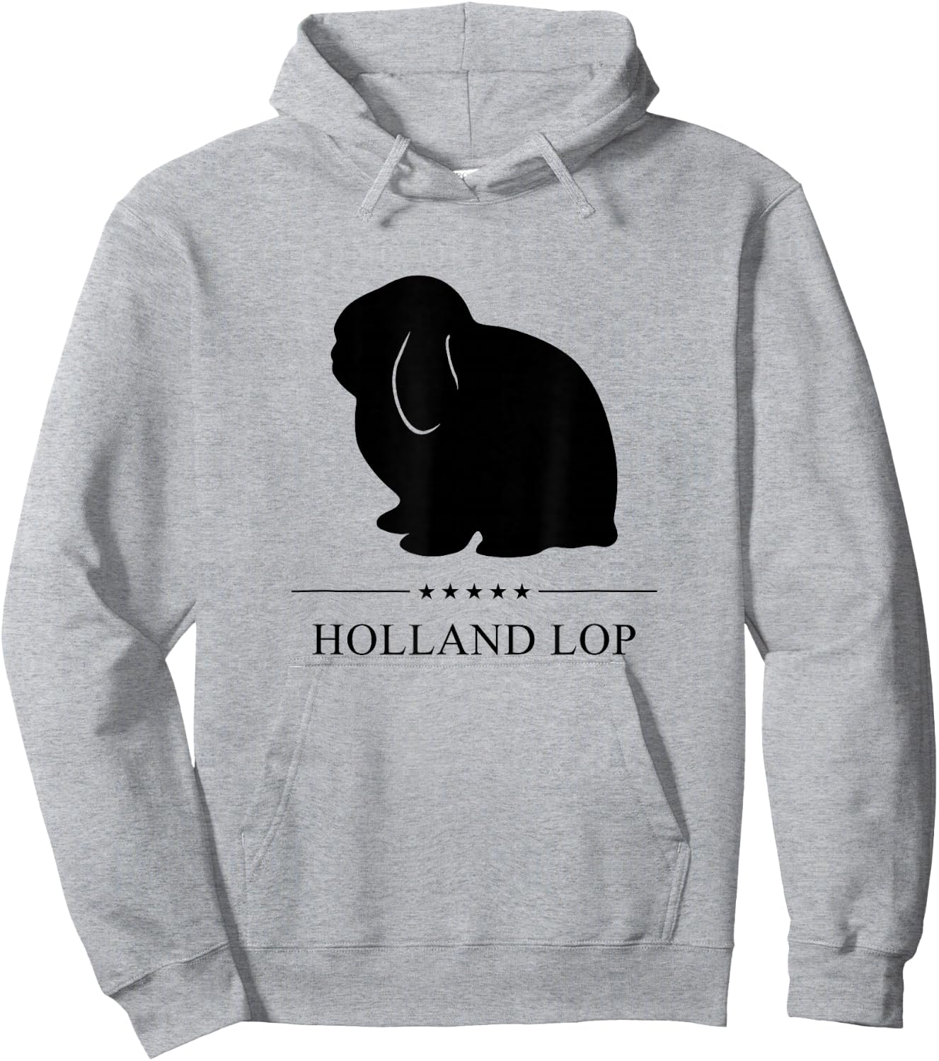 Holland Lop Rabbit Black Silhouette Hoodie - Hoodie | Ash