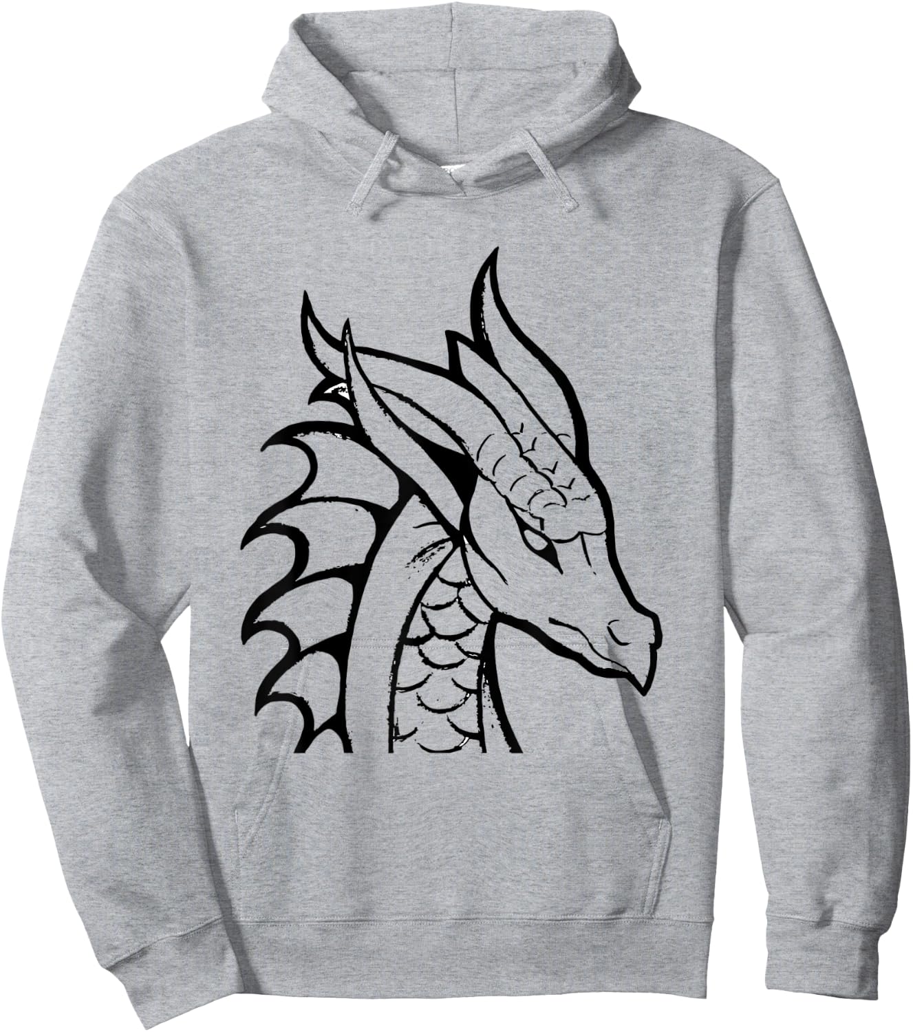 Dragon Sketch Drawing Graphic Art Silhouette Cute Funny Hoodie - Hoodie | Ash