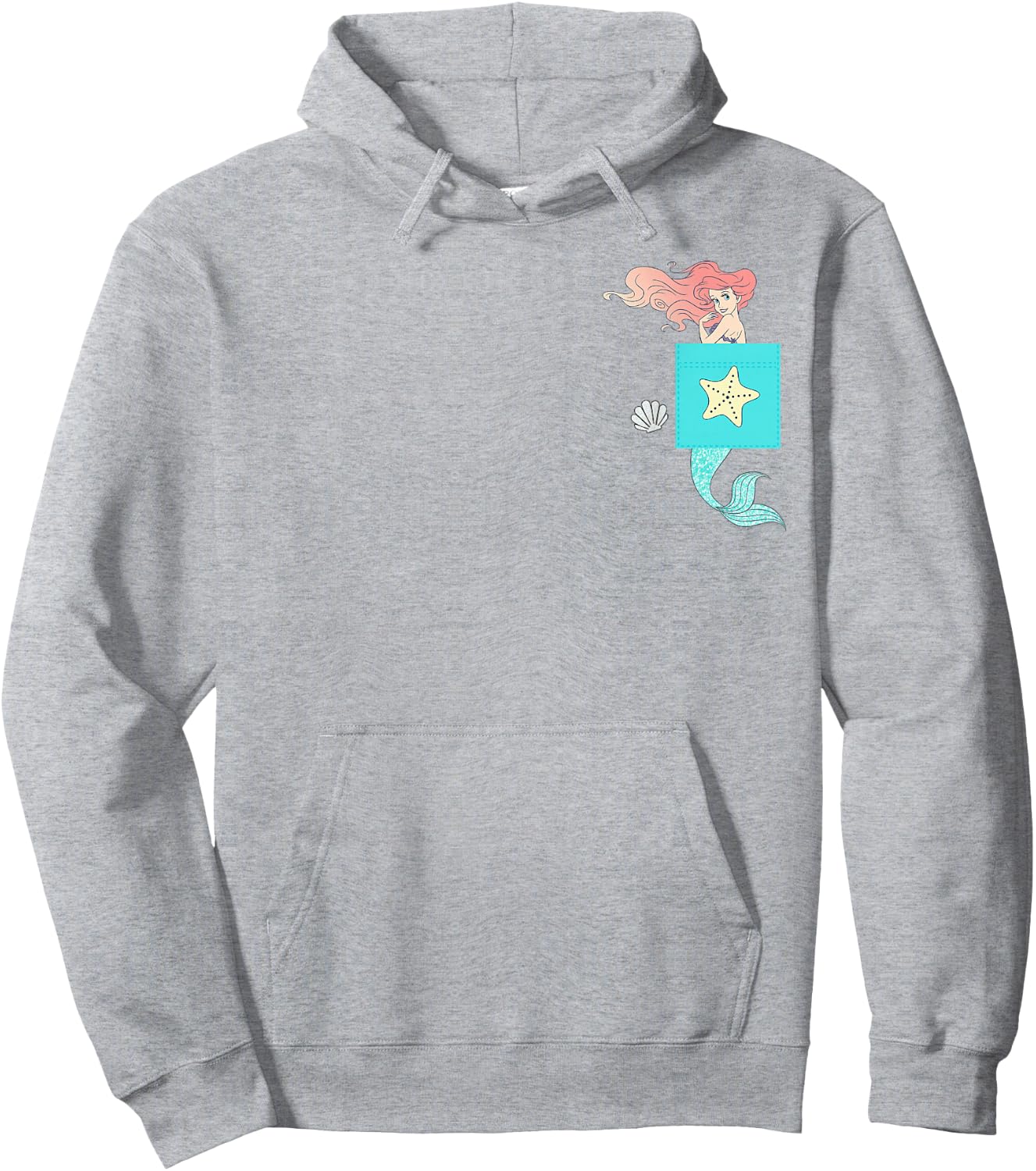 Disney The Little Mermaid Ariel Mermaid Shell Pocket Icon Hoodie - Hoodie | Ash