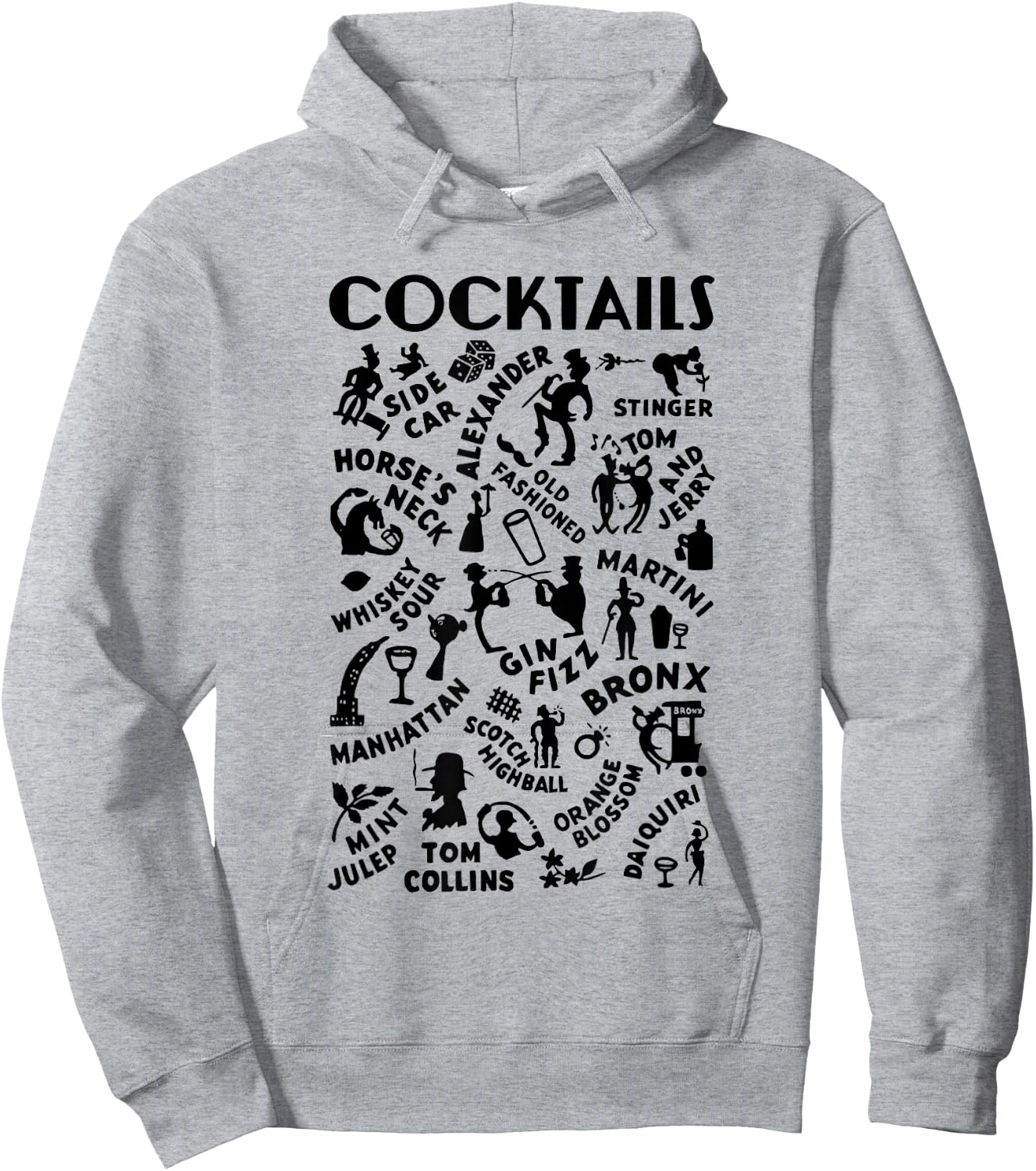 Vintage Cocktails Menu Bartender's Guide Cocktail Lounge Hoodie - Hoodie | Ash