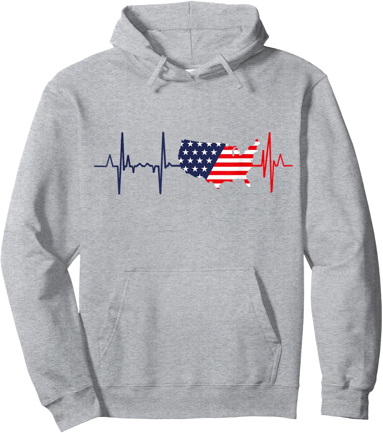 My Heart Beats for America - Patriotic USA , White Hoodie - Hoodie | Ash