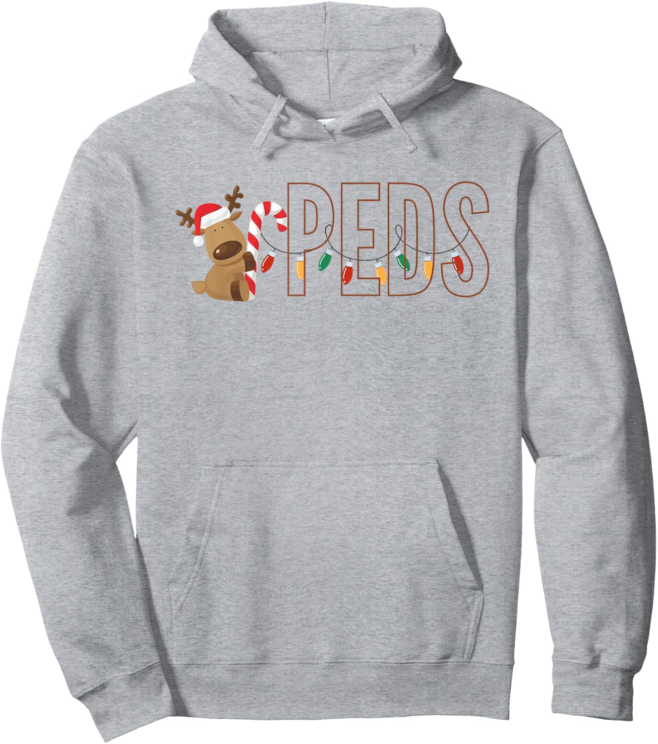 Retro Pediatrics Christmas Lights Reindeer Peds Nurse Women Hoodie - Hoodie | Ash