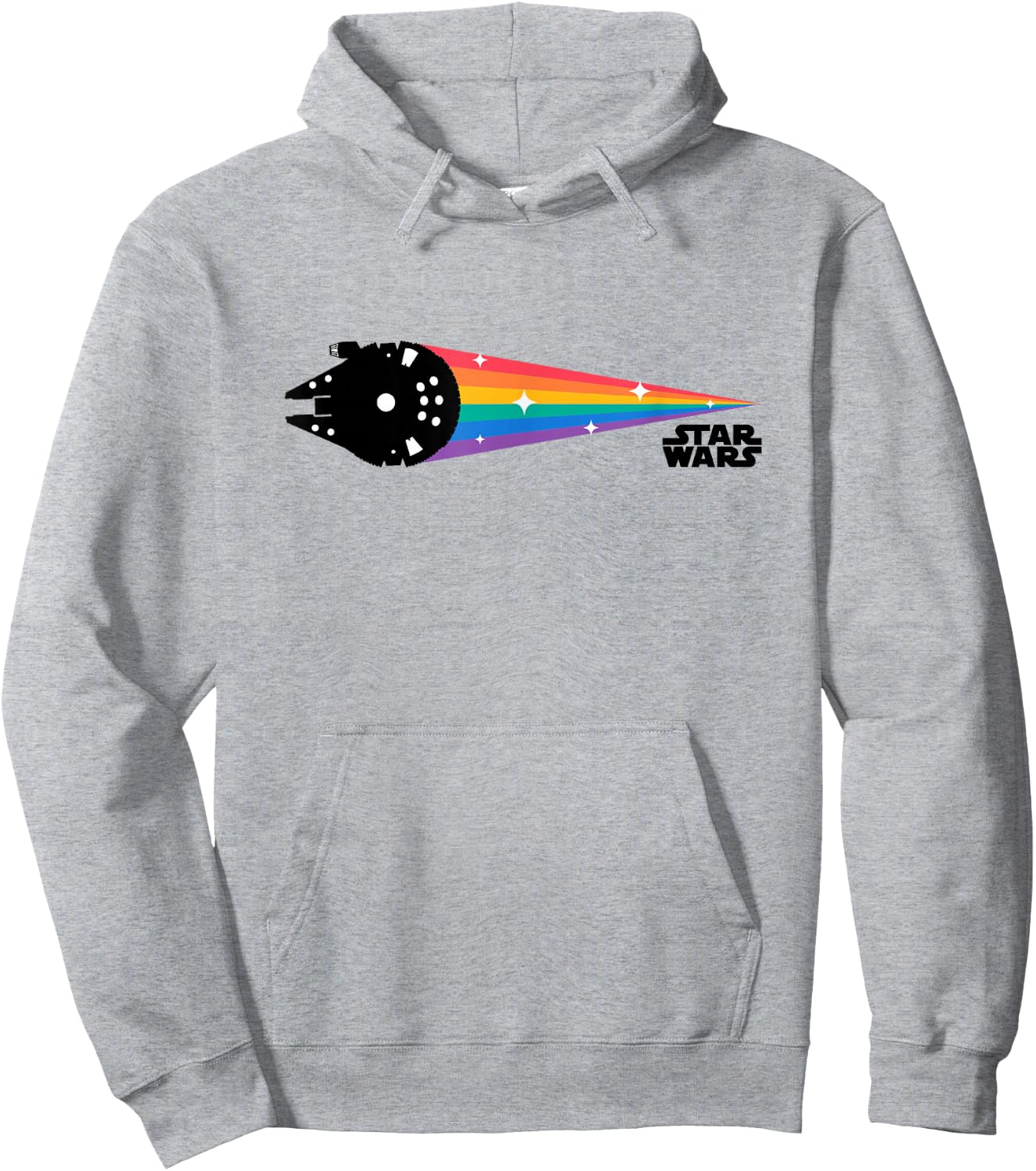 Star Wars Iconic Millennium Falcon Retro Rainbow Colors Logo Hoodie - Hoodie | Ash