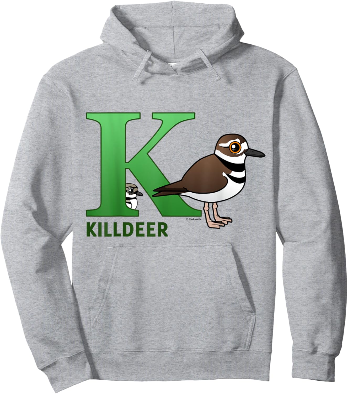 Cute K is for Killdeer Cartoon Alphabet Bird Gift Hoodie - Hoodie | Ash