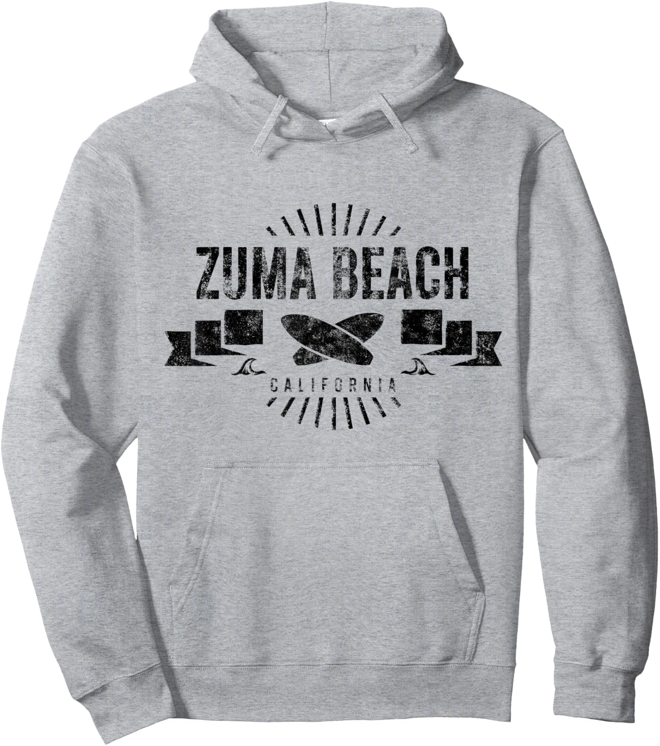 Zuma Beach California Surf Vintage Surfing Retro Surfboard Hoodie - Hoodie | Ash