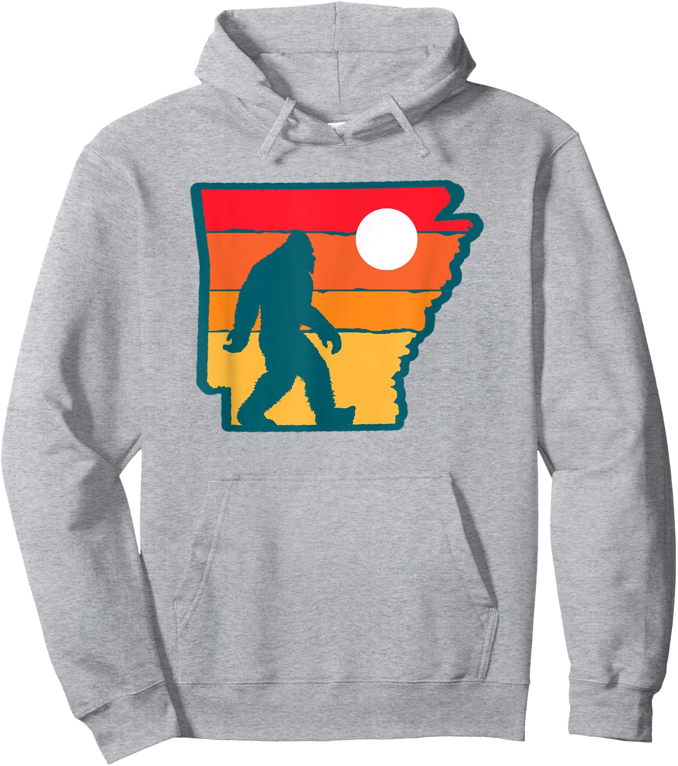 Arkansas Vintage Outdoor Bigfoot State Sasquatch Team Retro Hoodie - Hoodie | Ash