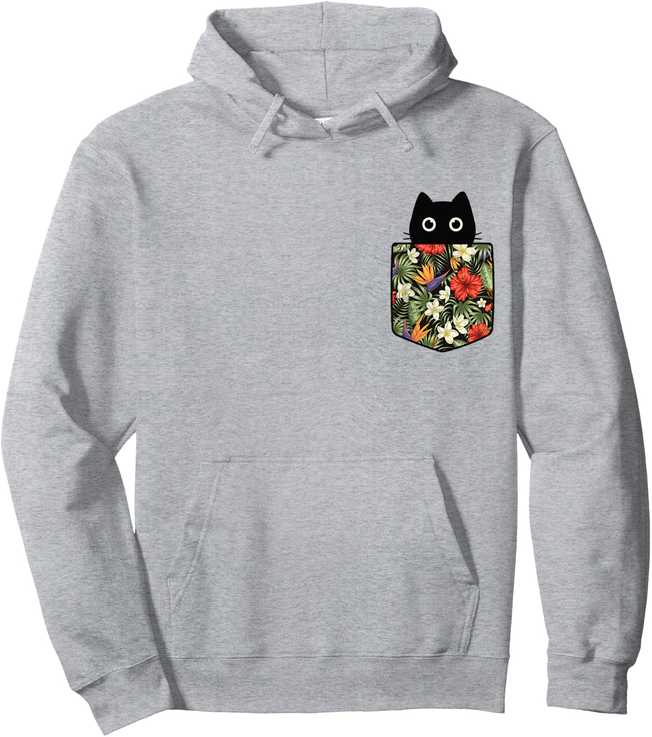 Hawaiian Cat in Pocket Shirt Men Cute Cats Lover Hoodie - Hoodie | Ash