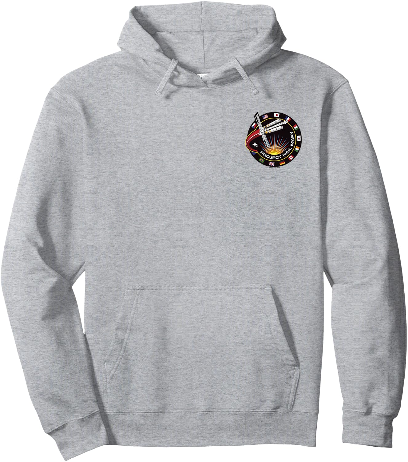 Project Hail Mary Mission Badge Pocket Logo Hoodie - Hoodie | Ash