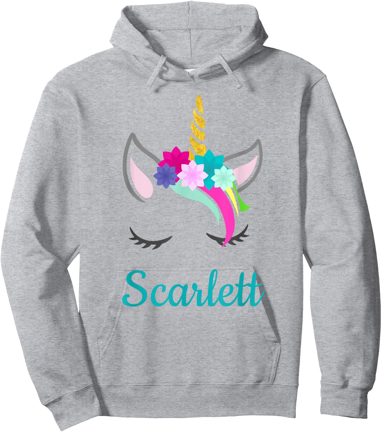 Scarlett Rainbow Unicorn Name Hoodie - Hoodie | Ash