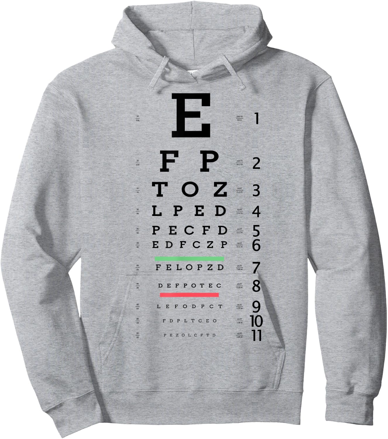 Optometrist Snellen Eye chart Optotype Optometry Eye Doctor Hoodie - Hoodie | Ash
