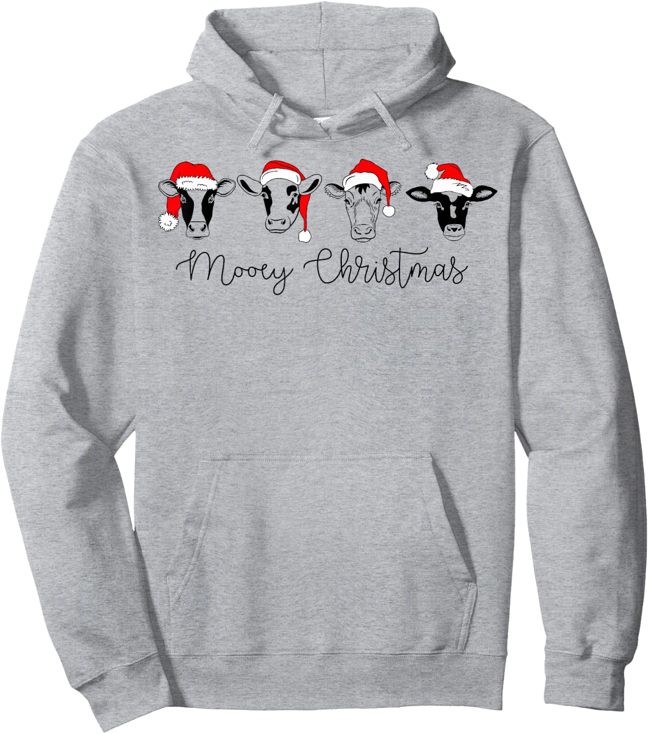 Funny Christmas Cows Mooey Christmas Cute Xmas Cow Hoodie - Hoodie | Ash