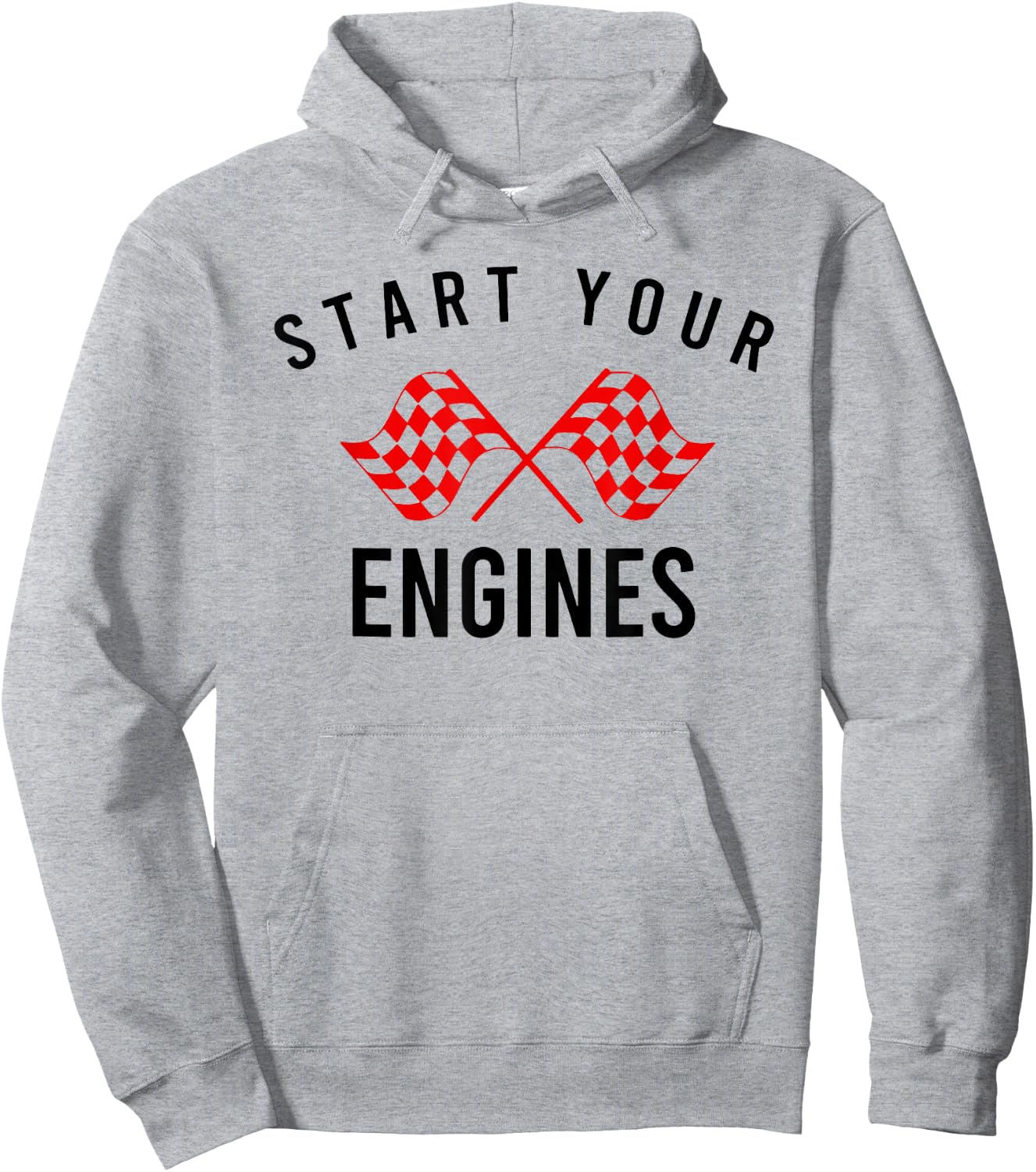 Start Your Engines Checkered Flag Hoodie - Hoodie | Ash