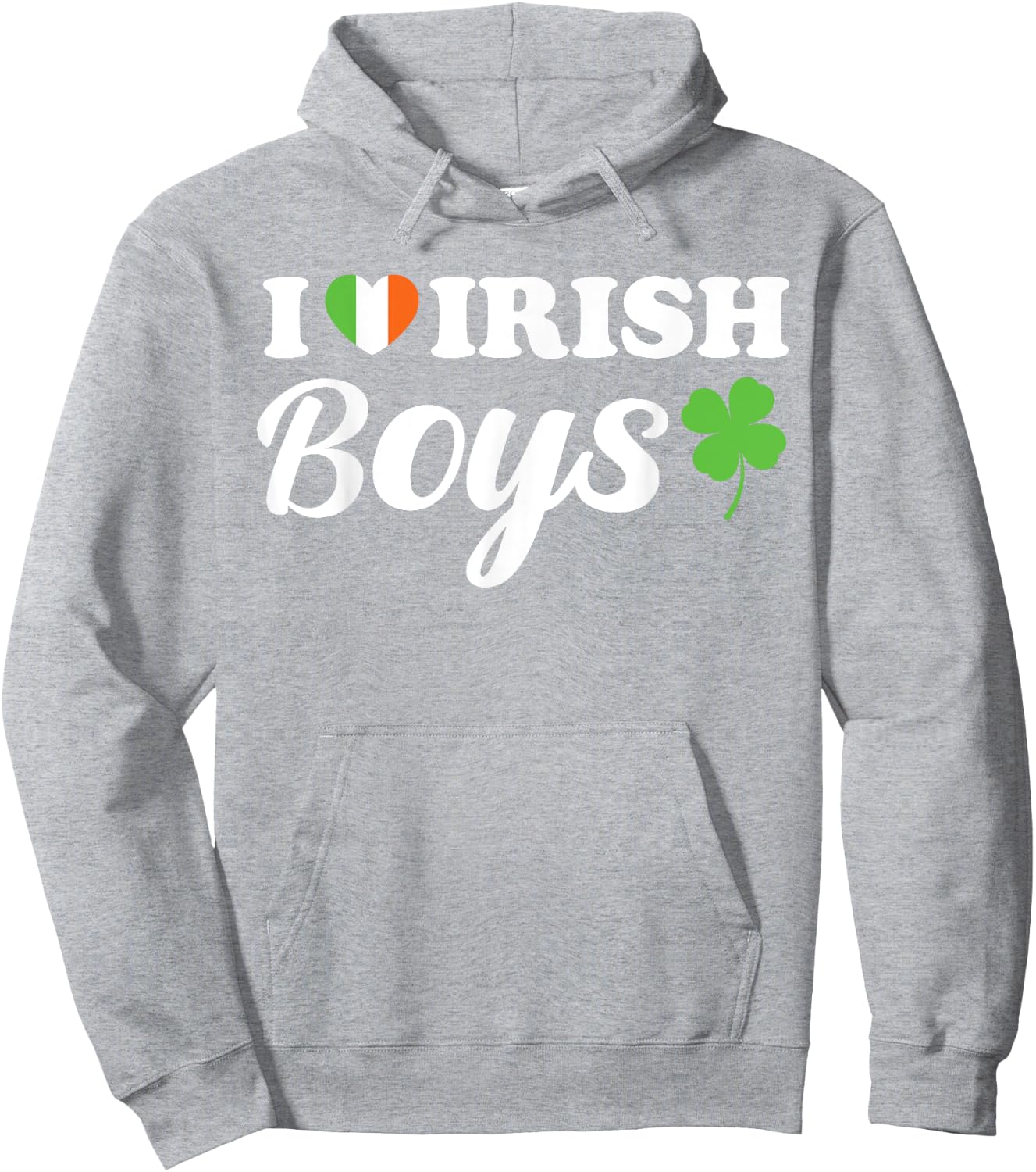 I Love Irish Boys Funny St Patricks Day Ireland Green Heart Hoodie - Hoodie | Ash