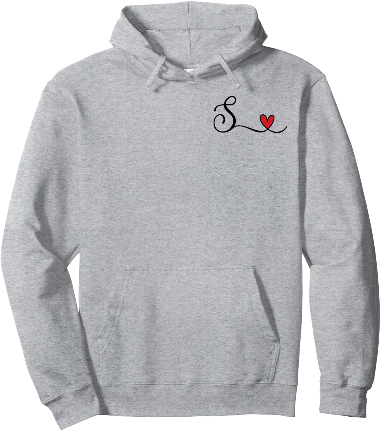 S Initial Heart Monogram Gift Hoodie - Hoodie | Ash