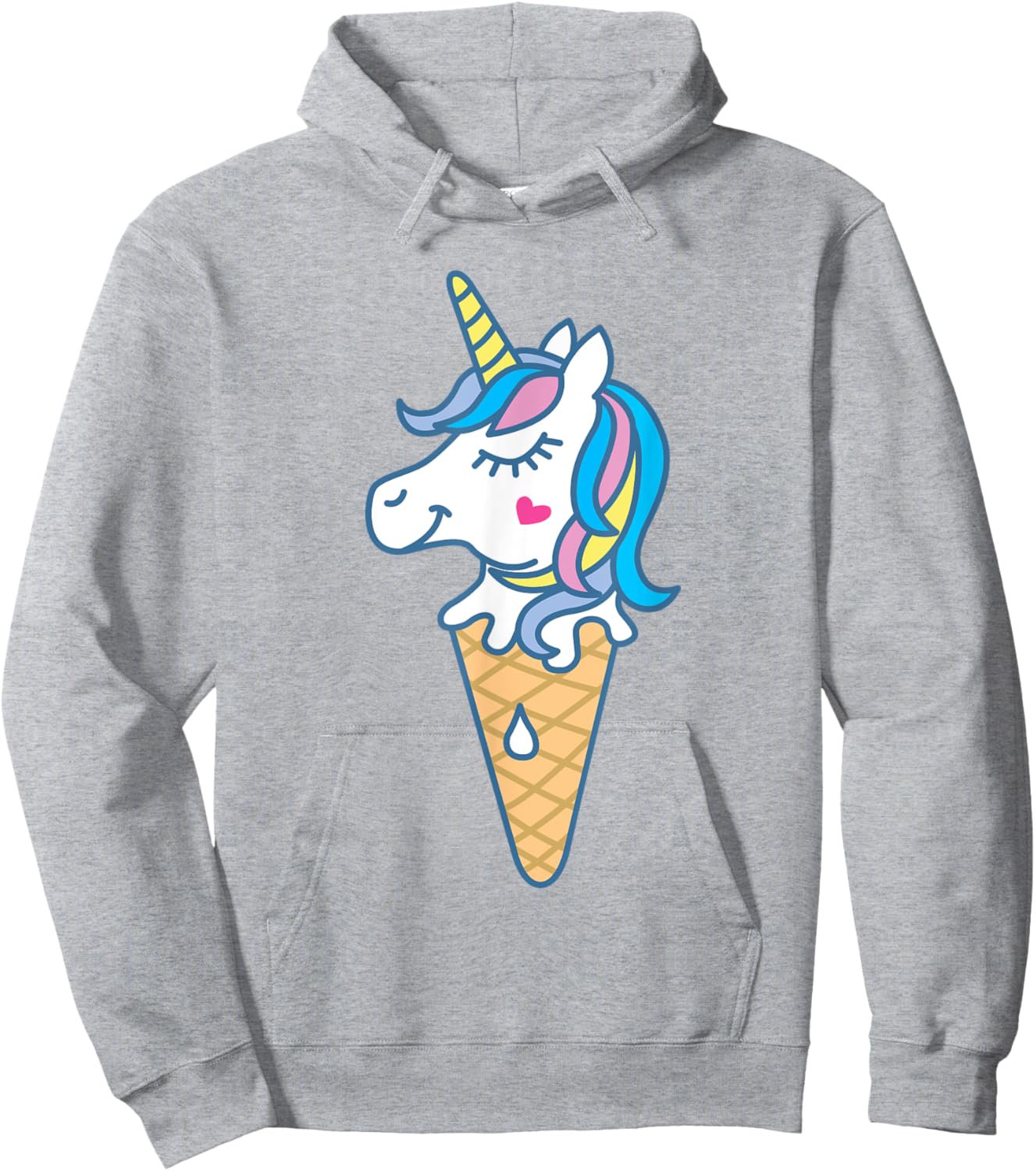 Ice Cream Unicone Art Unicorn Cute Graphic Men Women Kids Hoodie - Hoodie | Ash