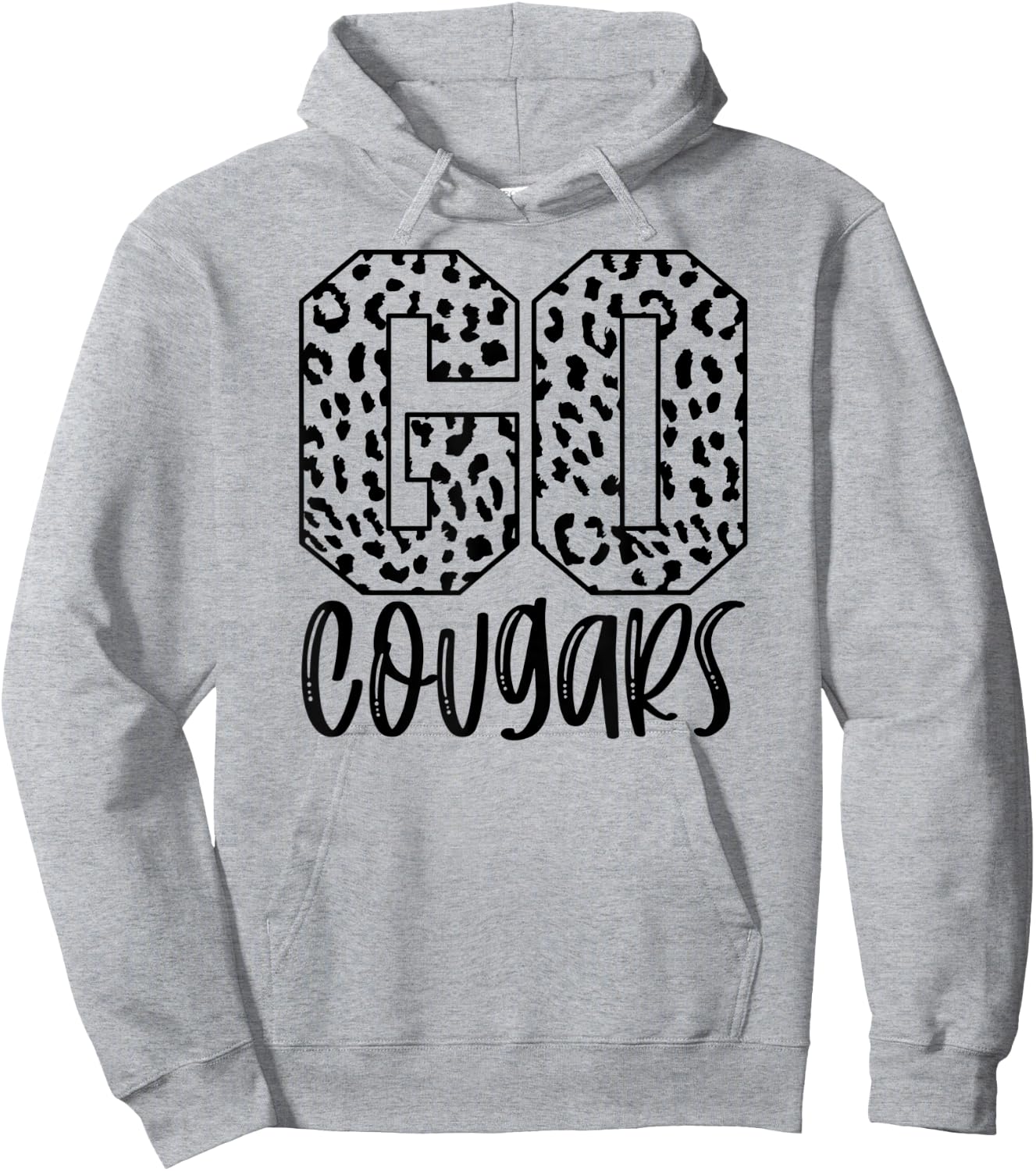 Cougars Team Mascot School Spirit Game Night Leopard Print Hoodie - Hoodie | Ash
