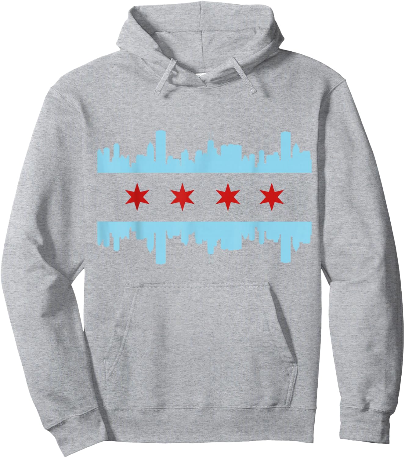 Chicago Flag Skyline Pride Illinois Vintage Hoodie - Hoodie | Ash
