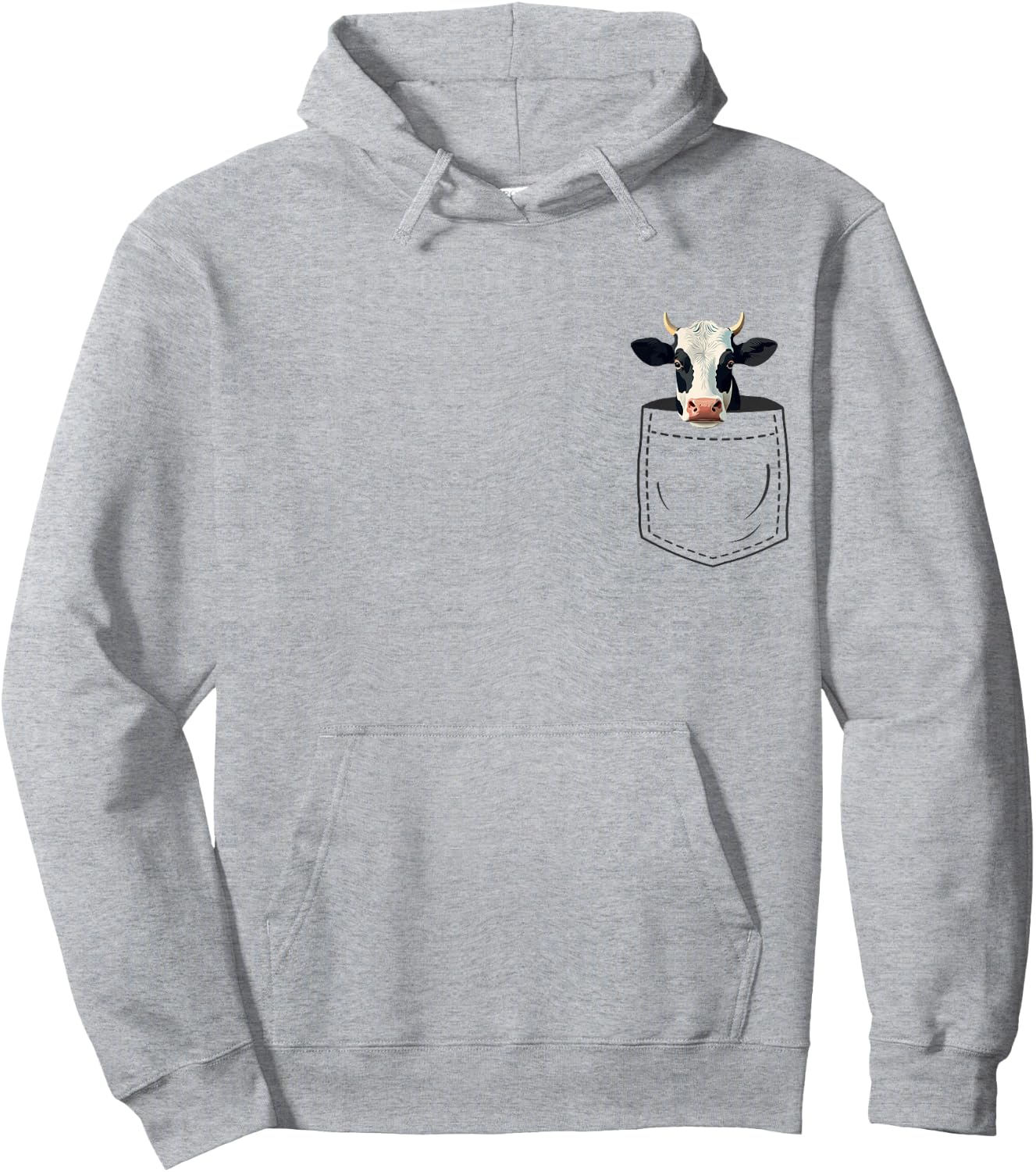 Cow in Pocket Hoodie - Hoodie | Ash