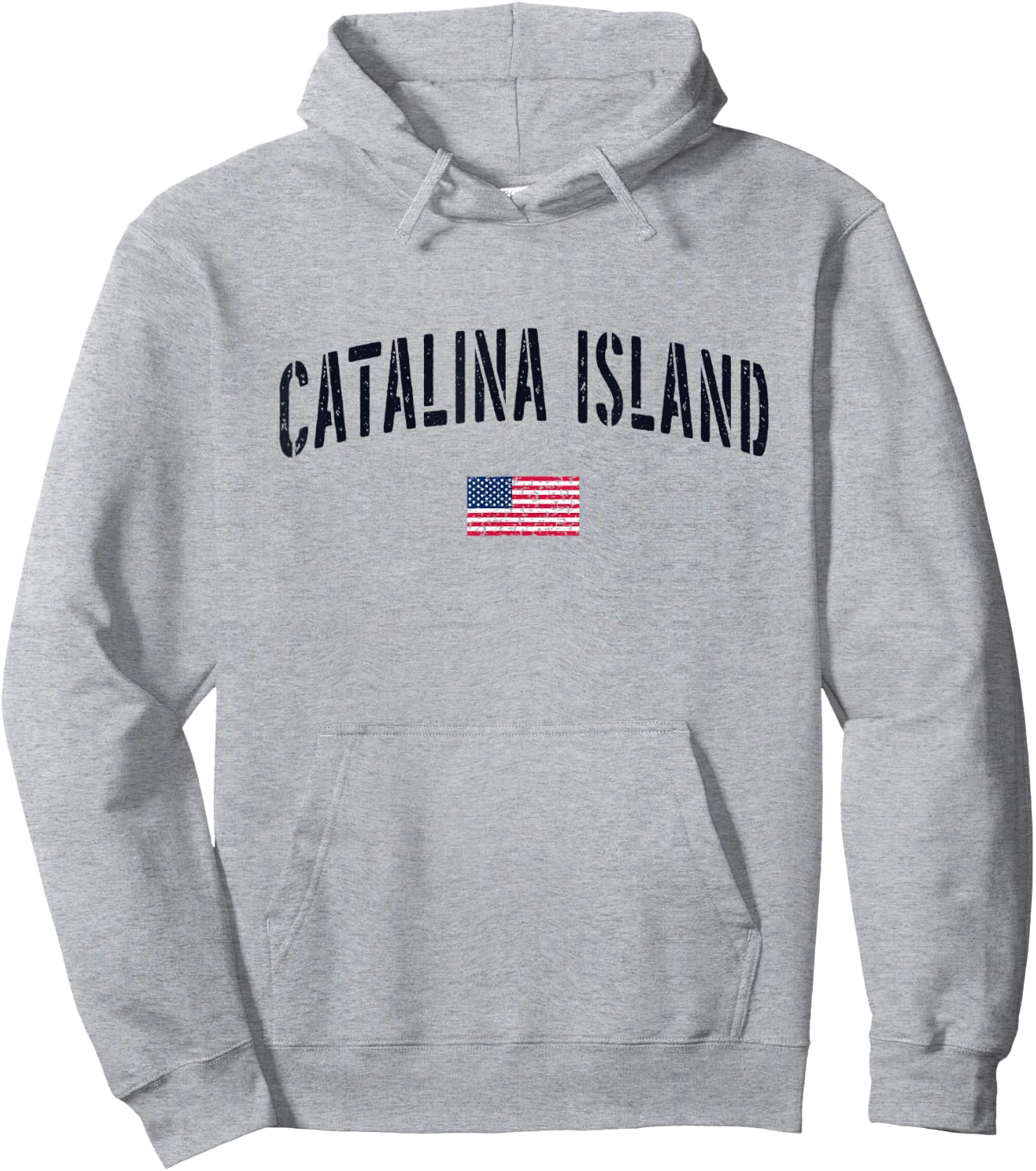 Patriotic USA Flag Stencil Catalina Island CA Women Kids Men Hoodie - Hoodie | Ash