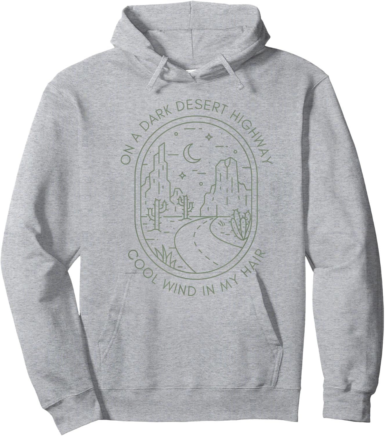 Desert Night Highway Road Succulent Cute Nature Minimalist Hoodie - Hoodie | Ash