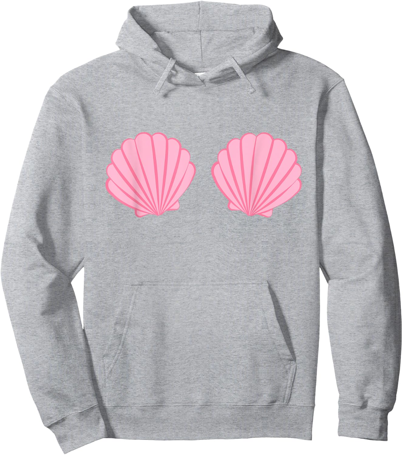Mermaid Pink Seashell Bra Cartoon Graphic Hoodie - Hoodie | Ash